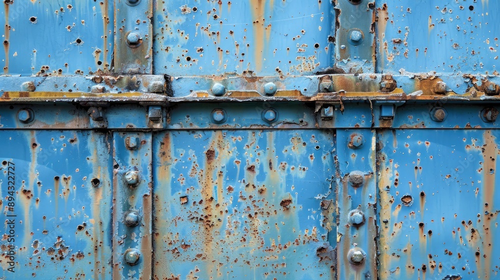 Canvas Prints Metal surfaces painted blue showing signs of corrosion