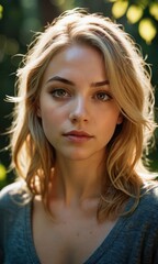 Fototapeta premium Portrait of a Beautiful Young Woman with Blonde Hair.