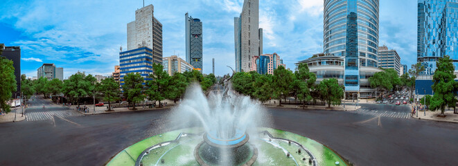 defaultPanoramic Aerial View of the Iconic Diana the Huntress Roundabout on a Clear Day in Mexico...