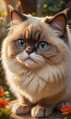 Fototapeta premium Fluffy Cat with Blue Eyes.
