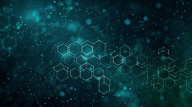 Abstract background of modern science and technology featuring hexagonal shapes and wireframe spot surface illustration for scientific and technological concepts