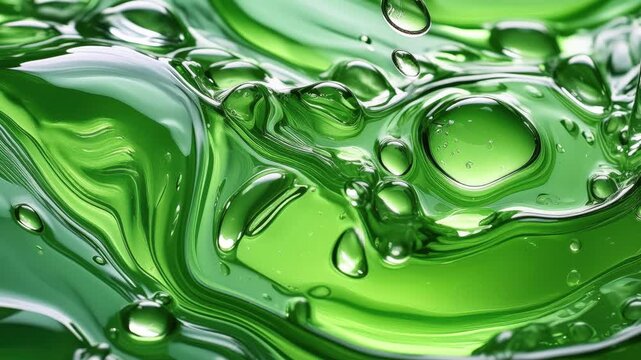 Green liquid with bubbles in it