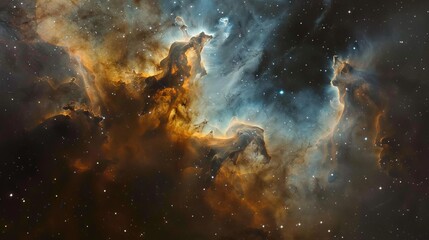 Fototapeta premium Colorful nebula gas cloud illuminating deep outer space with vibrant stellar gases and cosmic dust - stunning astronomical phenomenon in the universe