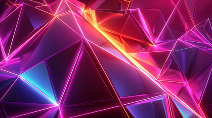 Prismatic Pulse: A Flowing River of Neon & Glittering 3D Polygons
