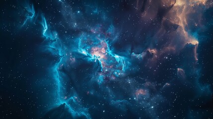 Fototapeta premium Colorful nebula gas cloud illuminating deep outer space with vibrant stellar gases and cosmic dust - stunning astronomical phenomenon in the universe