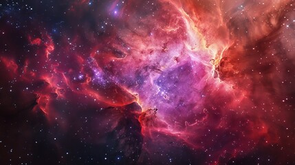 Colorful nebula gas cloud illuminating deep outer space with vibrant stellar gases and cosmic dust - stunning astronomical phenomenon in the universe