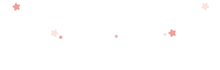 Cute white cloud and pink stars bottom border background.