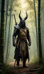 Fototapeta premium Dark Knight in a Bamboo Forest.
