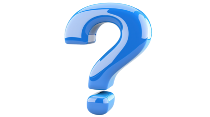 Blue question mark on isolated on transparent background