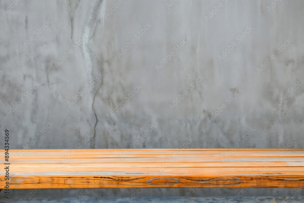 Poster empty wooden tabletop displaying product over concrete background, perfect for showcasing your produ