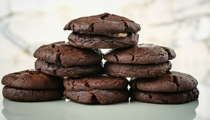Chocolate Indulgence: Rich Brownie Cookies in Stacks"