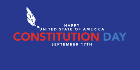 Constitution Day in USA banner design with text, flags and colorful fireworks on blue background. 17th September Citizenship day
