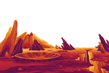 Mars landscape, alien planet surface with rocky terrain. Space game background. Vector cartoon fantastic illustration of cosmos and red martian surface © the8monkey