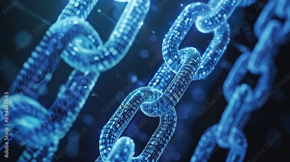 Poster abstract digital chain with internet connection network for crypto blockchain innovation technology 