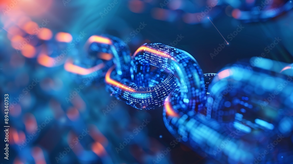 Poster abstract digital chain with internet connection network for crypto blockchain innovation technology 