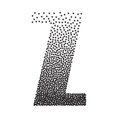 Halftone gradient grain letter Z. Vector stipple dotted textured font