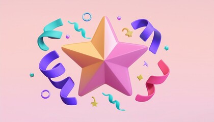 Colorful Stars with Party Decorations
