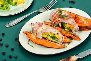 Meatloaf and Baked Sweet Potatoes.