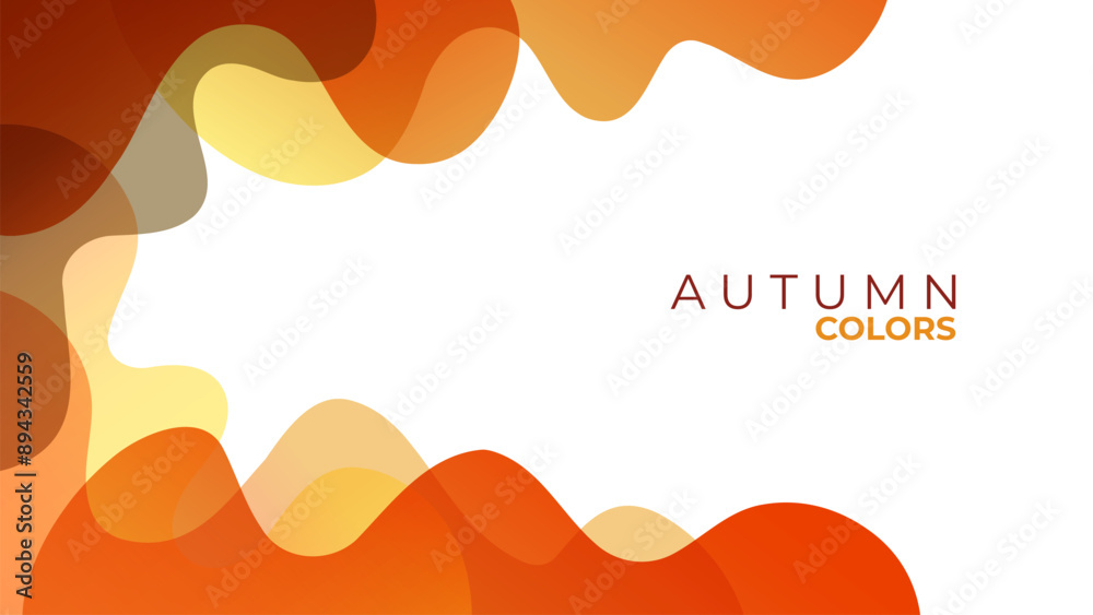 Poster Autumn colors. Abstract background with color gradient flowing waves for Fall season creative graphic design. Vector illustration.