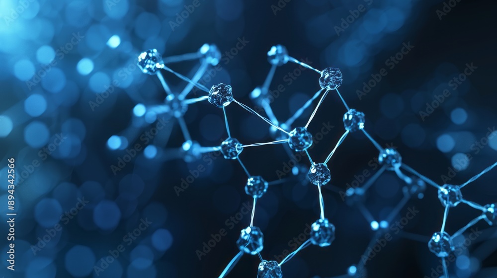 Sticker structure of molecule and communication concept with dna, atom, and neurons featuring connected line