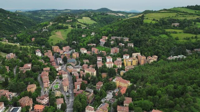 aerial view of Bologna city Italy. street via san mamolo