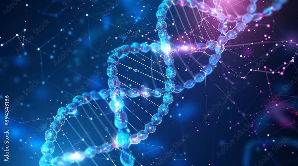 Canvas Prints structure of molecule and communication concept with dna, atom, and neurons featuring connected line