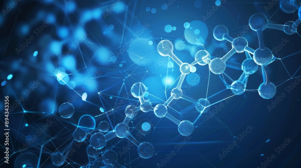 Canvas Prints structure of molecule and communication concept with dna, atom, and neurons featuring connected line