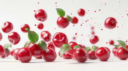 Berries collection falling in the air isolated on transparent and white background.PNG image. Flying berries isolated on white background with clipping path. Home grown strawberries and blueberries