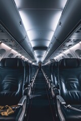 Fototapeta premium The aisle in the plane, AI generated Image