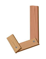 Wooden alphabet font, symbol J. Texture letter isolated on white, vector illustration. Typography typeface made of wooden planks