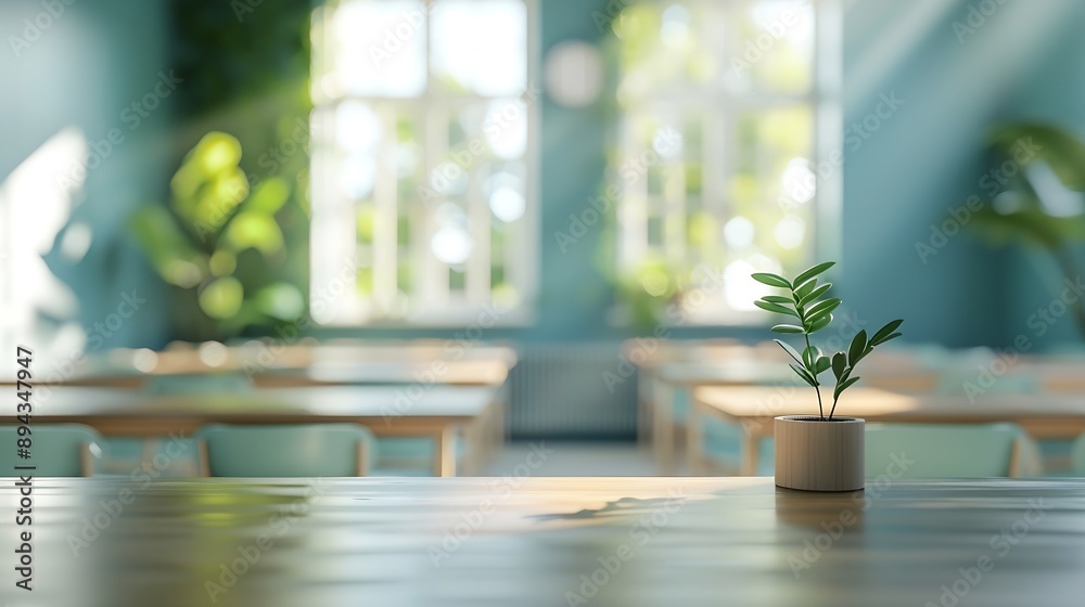 Poster Blurred background of half empty classroom : Generative AI