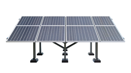 A set of solar panels isolated on a transparent background, showcasing the clean and renewable energy source.
