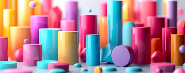 Colorful 3D Bars and Shapes Representing Data Analytics and Insights