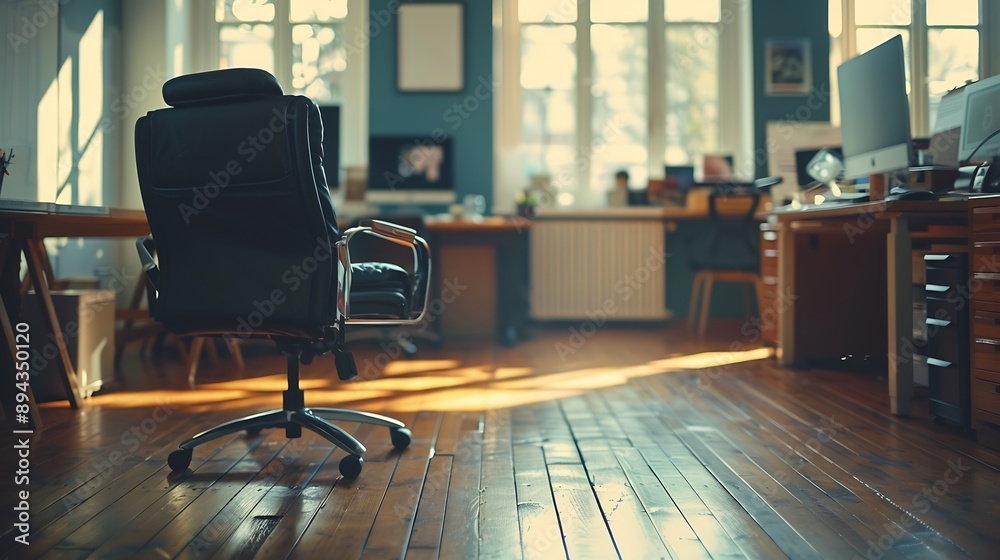 Poster it must be the weekend shot of an empty office : generative ai