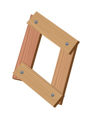 Wooden alphabet font, symbol O. Texture letter isolated on white, vector illustration. Typography typeface made of wooden planks