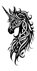 Unicorn tribal tattoo