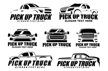 pick up truck illustration black and white design vector for sticker bussines logo etc