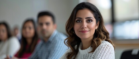 Latinx community leaders discussing initiatives at a local nonprofit meeting, planning programs to support the neighborhood, photorealistic, engaged and purposeful, high resolution