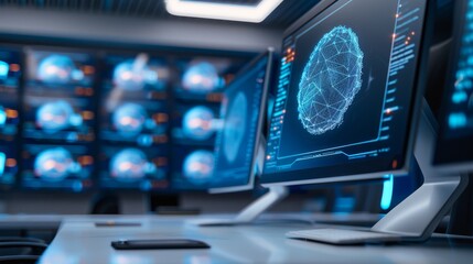 High-tech command center, holographic interfaces and futuristic technology, diverse team of professionals, intense yet organized atmosphere, advanced sci-fi design