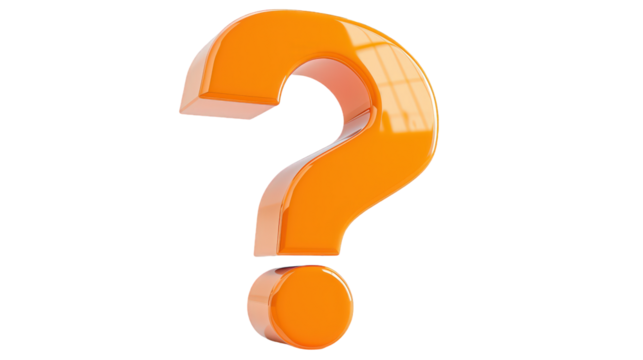 Orange question mark isolated on transparent background - Powered by Adobe