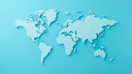 Obraz premium Blank world map with flat continents on blue background, ideal for educational purposes