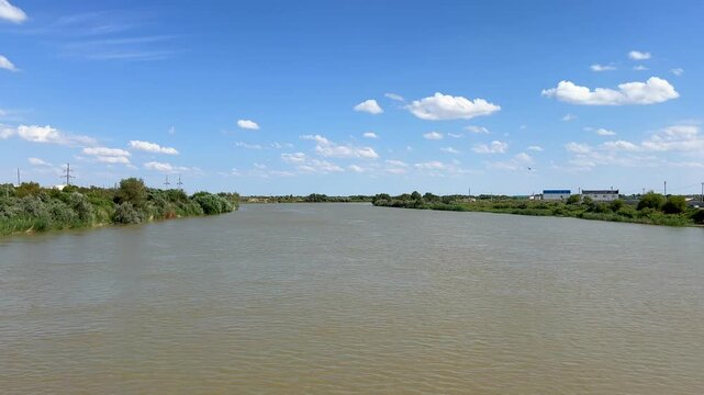 The Syr Darya River in the city of Kyzyl Orda in Kazakhstan