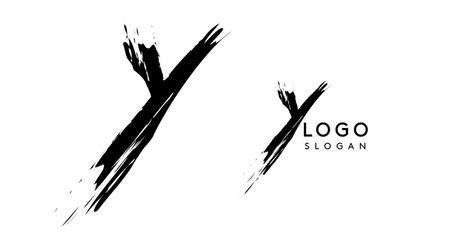 Brushstroke handdrawn letter Y. Creative modern logo design, grunge imprint stylish initial logotype for corporate branding, business identity, and professional logos. Vector illustration