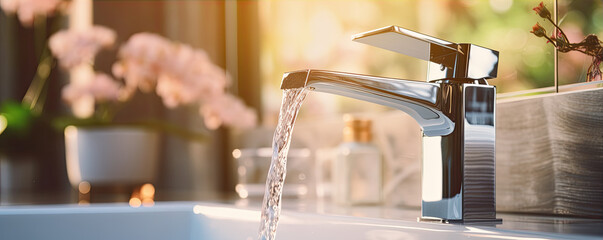 Bathroom with modern water tap