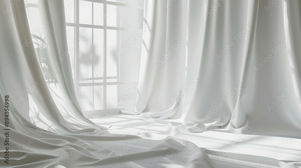 Leinwandbilder Abstract white studio background for product presentation Empty room with shadows of window Display product with blurred backdrop : Generative AI