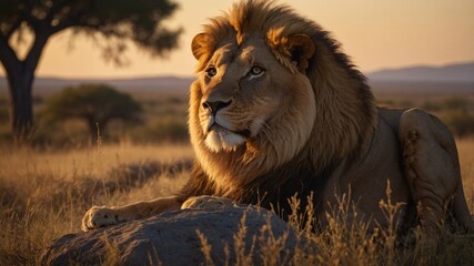 Majestic Lion Resting in the Wild