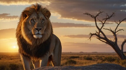 Majestic Lion Resting in the Wild