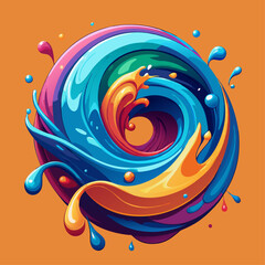 3D Paint Swirl with Splash Effects and Fluid Brushstrokes, Ideal for High-Impact Visual Elements and Modern Art Projects in Vector Backgrounds