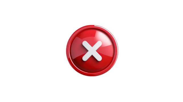 Cross mark flat red icon isolated on transparent background