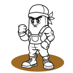 A male cartoon black and white Fighter with  Mixed Martial Artist Mascot Logo Design
